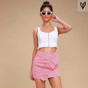 Collegiate Class Red and White Gingham Mini Skirt